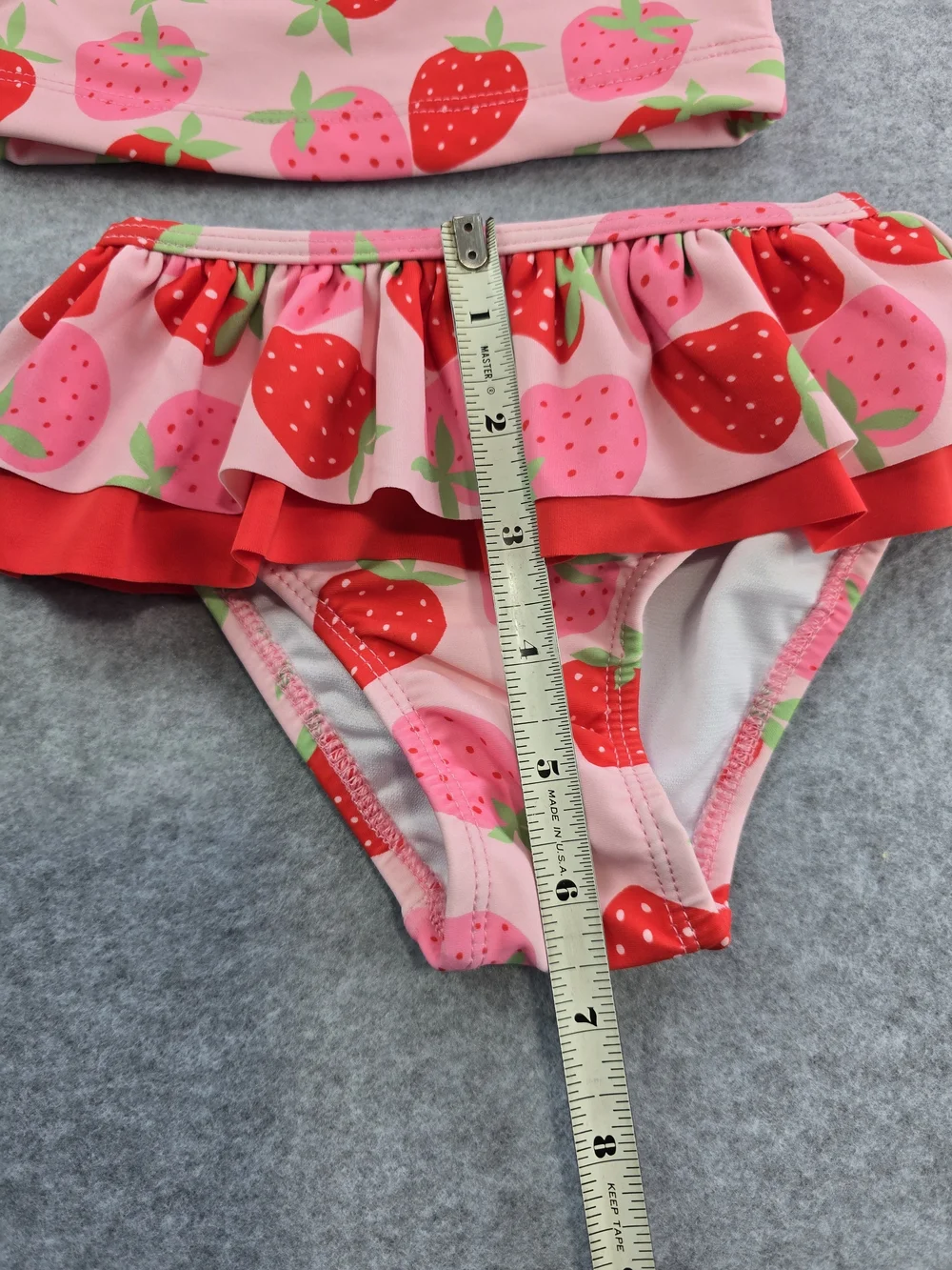 NWT Little Me Strawberry Print Ruffle Two-Piece Girls Swimsuit - Pink & Red 18M